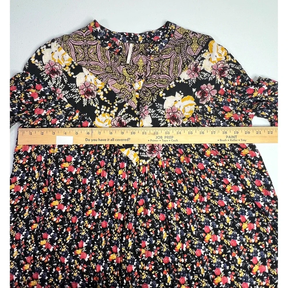 Free People Wildflower Fields Floral Tunic Blouse Womens Medium Boho